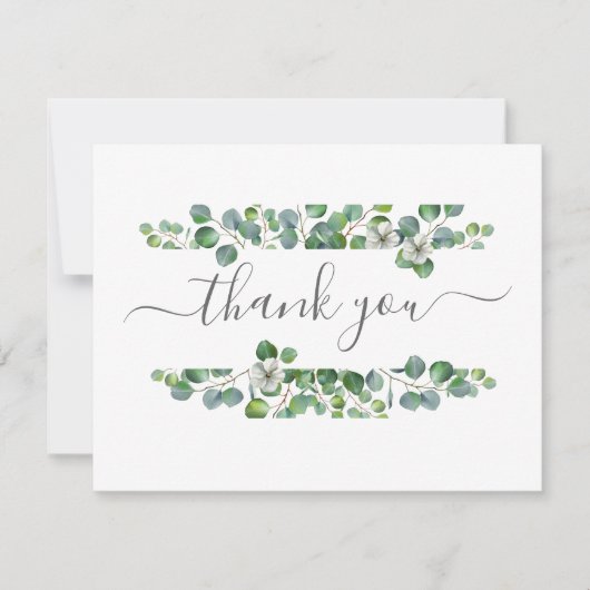Simple Eucalyptus Greenery Wedding サンキューカード (正面)