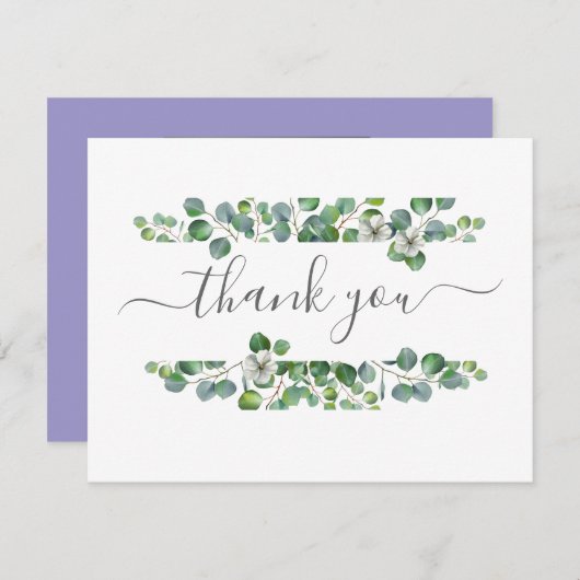 Simple Eucalyptus Greenery Wedding サンキューカード (正面/裏面)