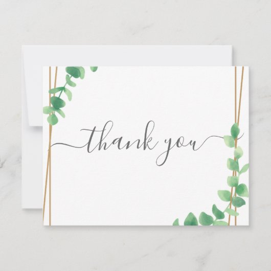 Simple Eucalyptus Greenery Wedding サンキューカード (正面)