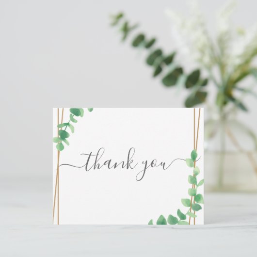 Simple Eucalyptus Greenery Wedding サンキューカード (スタンド正面)