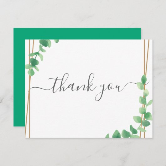 Simple Eucalyptus Greenery Wedding サンキューカード (正面/裏面)