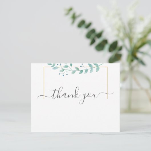 Simple Eucalyptus Greenery Wedding サンキューカード (スタンド正面)