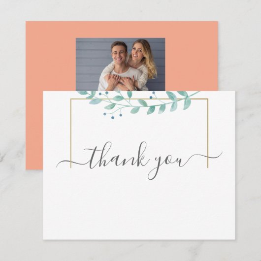 Simple Eucalyptus Greenery Wedding サンキューカード (正面/裏面)