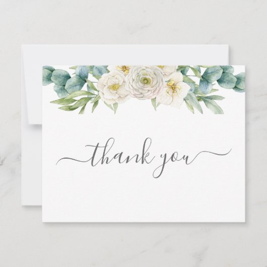 Simple Eucalyptus Greenery Wedding サンキューカード (正面)