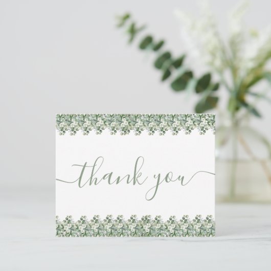 Simple Eucalyptus Greenery Wedding サンキューカード (スタンド正面)