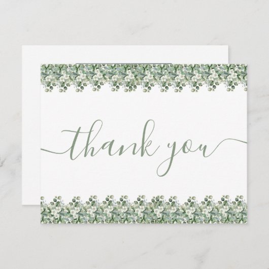 Simple Eucalyptus Greenery Wedding サンキューカード (正面/裏面)