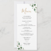 Simple Eucalyptus Greenery Wedding Long Menu Card 招待状 (正面)
