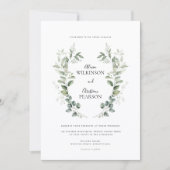 Simple Eucalyptus Greenery Wedding QR Code RSVP 招待状 (正面)