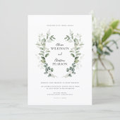 Simple Eucalyptus Greenery Wedding QR Code RSVP 招待状 (スタンド正面)