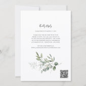 Simple Eucalyptus Greenery Wedding QR Code RSVP 招待状 (裏面)