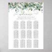 Simple Eucalyptus Greenery Wedding Seating Chart ポスター (正面)