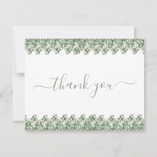 Simple Eucalyptus Greenery Wedding Thank You Card サンキューカード (正面)