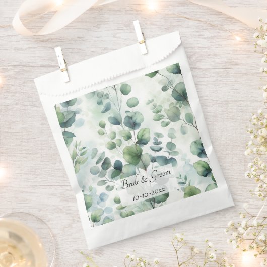 Simple Eucalyptus Lace Wedding フェイバーバッグ (クリップ留めされた状態)