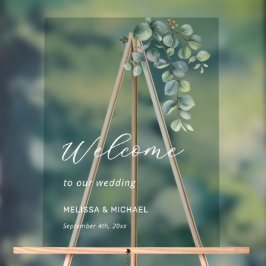 Simple Eucalyptus Leave Wedding Welcome アクリルサイン