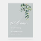 Simple Eucalyptus Leave Wedding Welcome アクリルサイン (正面)