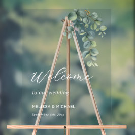 Simple Eucalyptus Leave Wedding Welcome アクリルサイン