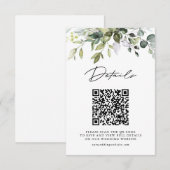 Simple Eucalyptus Leaves QR Code Wedding Details エンクロージャーカード (正面/裏面)