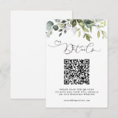 Simple Eucalyptus Leaves QR Code Wedding Details エンクロージャーカード (正面/裏面)