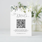Simple Eucalyptus Leaves QR Code Wedding Details エンクロージャーカード (スタンド正面)