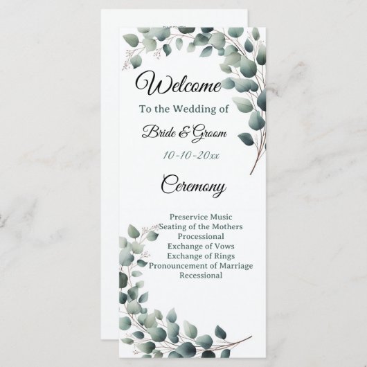 Simple Eucalyptus Wedding プログラム (正面/裏面)