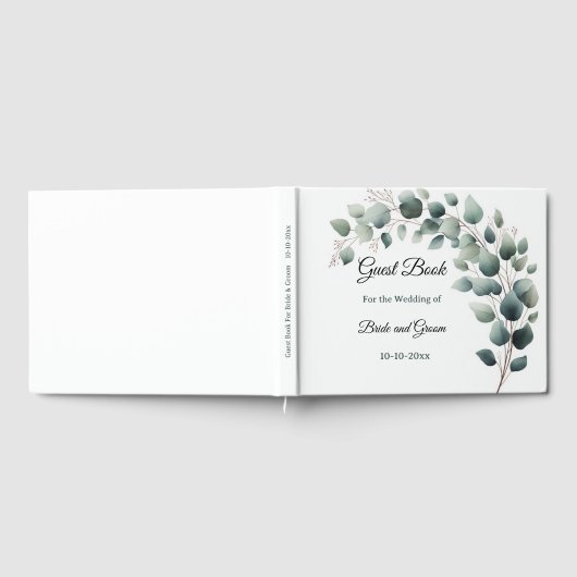Simple Eucalyptus Wedding Guest Book ゲストブック (全面)