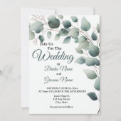 Simple Eucalyptus Wedding Invitation 招待状 (正面)