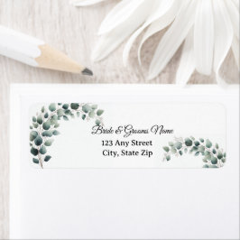 Simple Eucalyptus Wedding Return Address ラベル