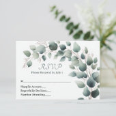 Simple Eucalyptus Wedding RSVP Card (スタンド正面)