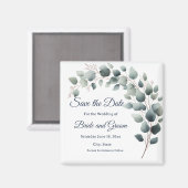 Simple Eucalyptus Wedding Save the Date Magnet マグネット (正面/裏面)