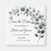 Simple Eucalyptus Wedding Save the Date Magnet マグネット (正面)