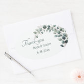 Simple Eucalyptus Wedding Thank-you Sticker 楕円形シール (封筒)