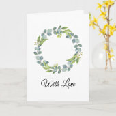 Simple Eucalyptus Wreath Wedding Card - Blank カード (黄色い花)