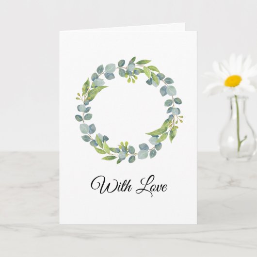 Simple Eucalyptus Wreath Wedding Card - Blank カード (小さな植物)