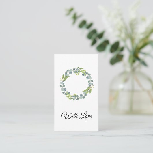 Simple Eucalyptus Wreath Wedding Card - Blank 名刺 (スタンド正面)