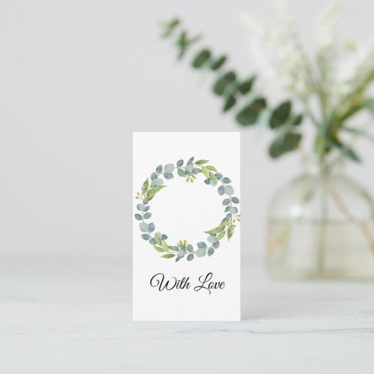 Simple Eucalyptus Wreath Wedding Card - Blank 名刺 (スタンド正面)