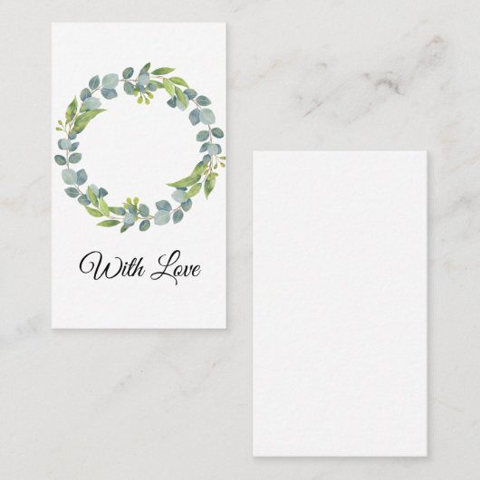Simple Eucalyptus Wreath Wedding Card - Blank 名刺 (正面/裏面)