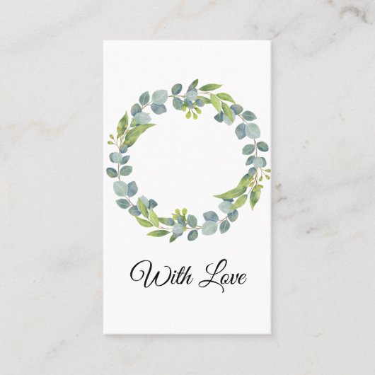 Simple Eucalyptus Wreath Wedding Card - Blank 名刺 (正面)