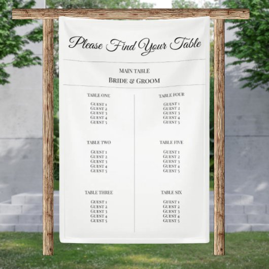 Simple Fabric Seating Chart - Custom Wedding Decor 横断幕