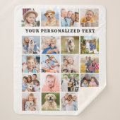 Simple Family 20 Custom Photos Collage Birthday  シェルパブランケット (正面)