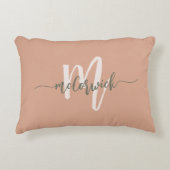 Simple Family Monogram Name Terracotta アクセントクッション (正面)