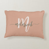 Simple Family Monogram Name Terracotta アクセントクッション (裏面)