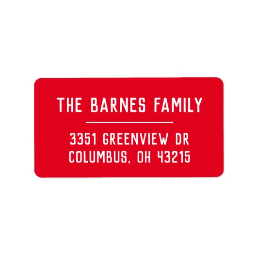 Simple family name rustic red return address ラベル (正面)