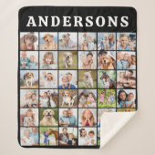 Simple Family Photo Collage Personalized Name シェルパブランケット (正面)