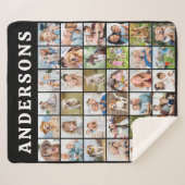 Simple Family Photo Collage Personalized Name シェルパブランケット (正面(横))