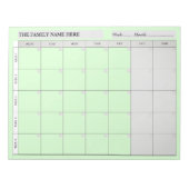 Simple Family Planner Calendar Notepad - Green  ノートパッド (正面)
