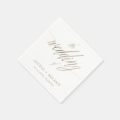 Simple Faux Gold Calligraphy the Wedding of スタンダードカクテルナプキン (角)