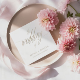 Simple Faux Gold Calligraphy the Wedding of スタンダードカクテルナプキン