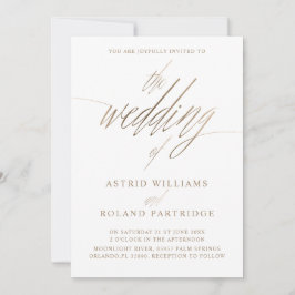 Simple Faux Gold Calligraphy the Wedding of 招待状
