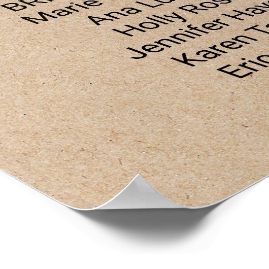 Simple Faux Kraft Calligraphy Wedding Program ポスター (角)