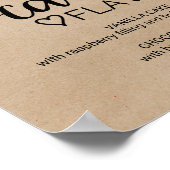 Simple Faux Kraft Wedding Cake Flavors Sign ポスター (角)
